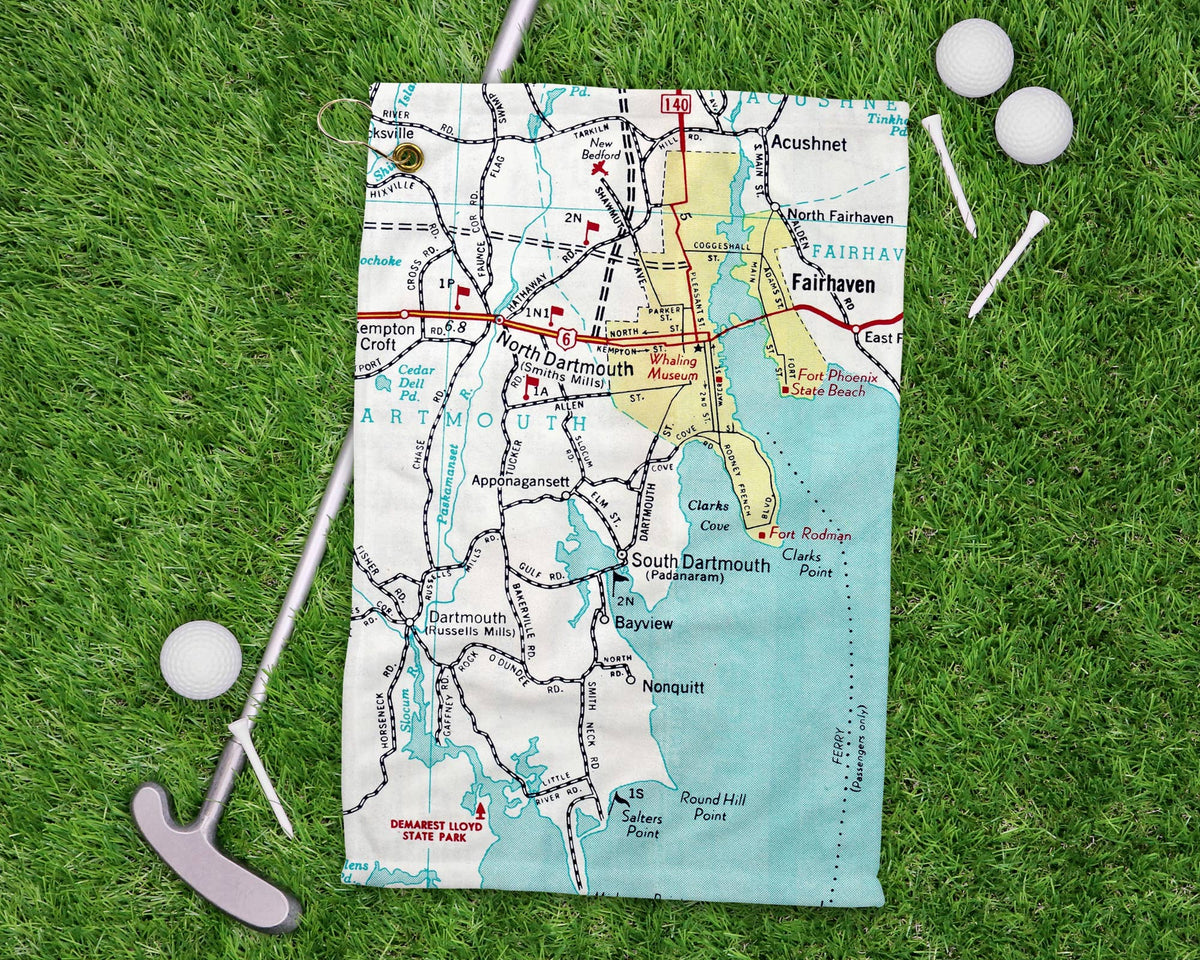 South Dartmouth Massachusetts vintage map golf towel