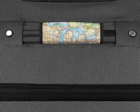 Great Lakes Map Suitcase Spotter Luggage Handle Wrap view 2