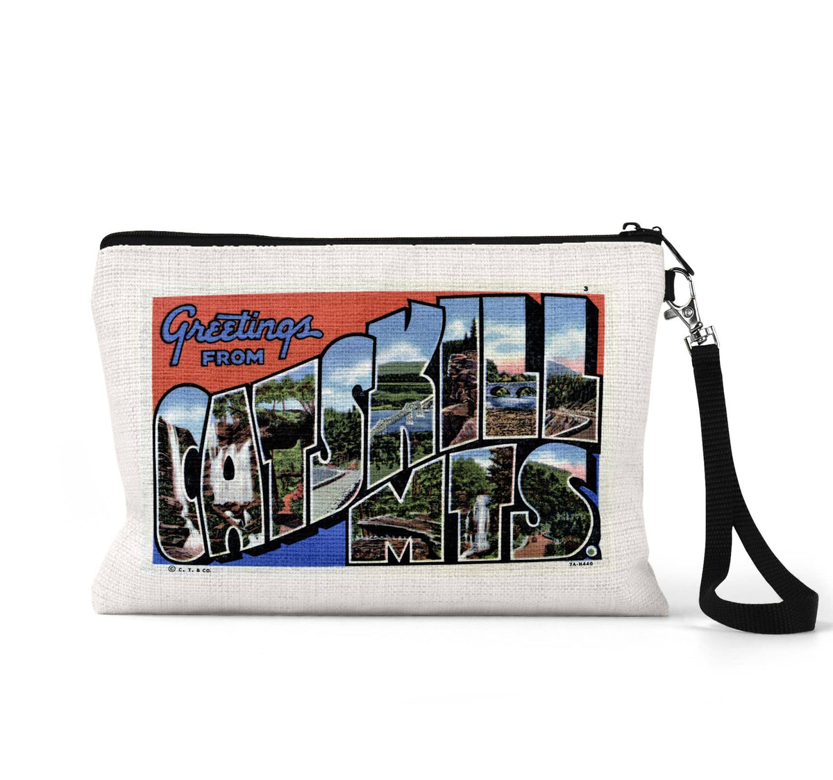 Catskill Mountains vintage postcard wristlet travel pouch