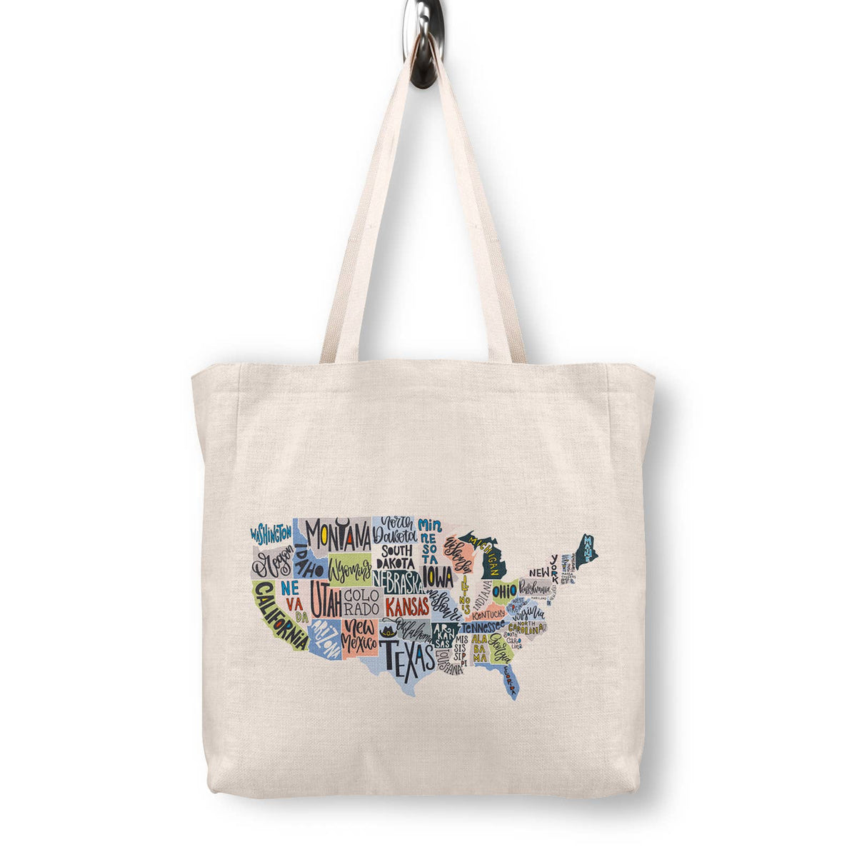 Illustrated United States Vintage Map Canvas Tote Bag