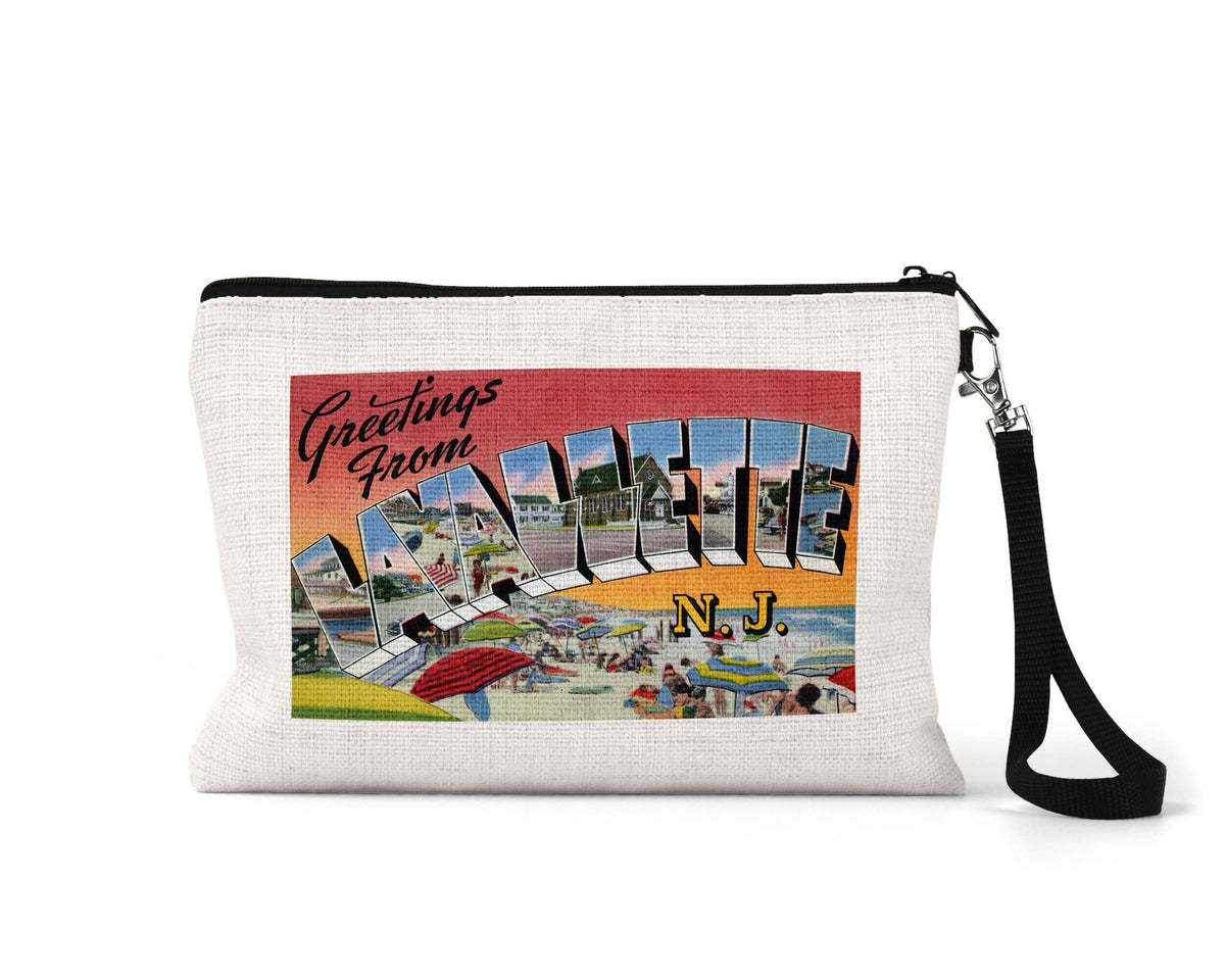 Lavallette New Jersey vintage postcard wristlet travel pouch
