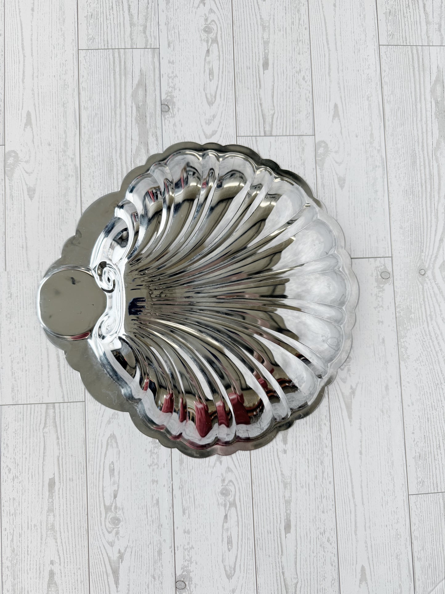 Vintage Silverplate Scallop Shell Serving Dish with Handle