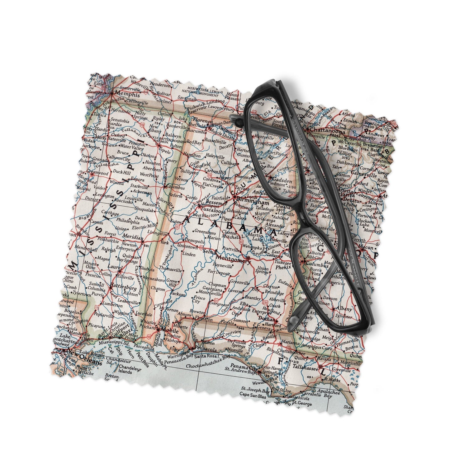 Alabama Map Lens Cloth | Glasses Cleaner | Travel Gift
