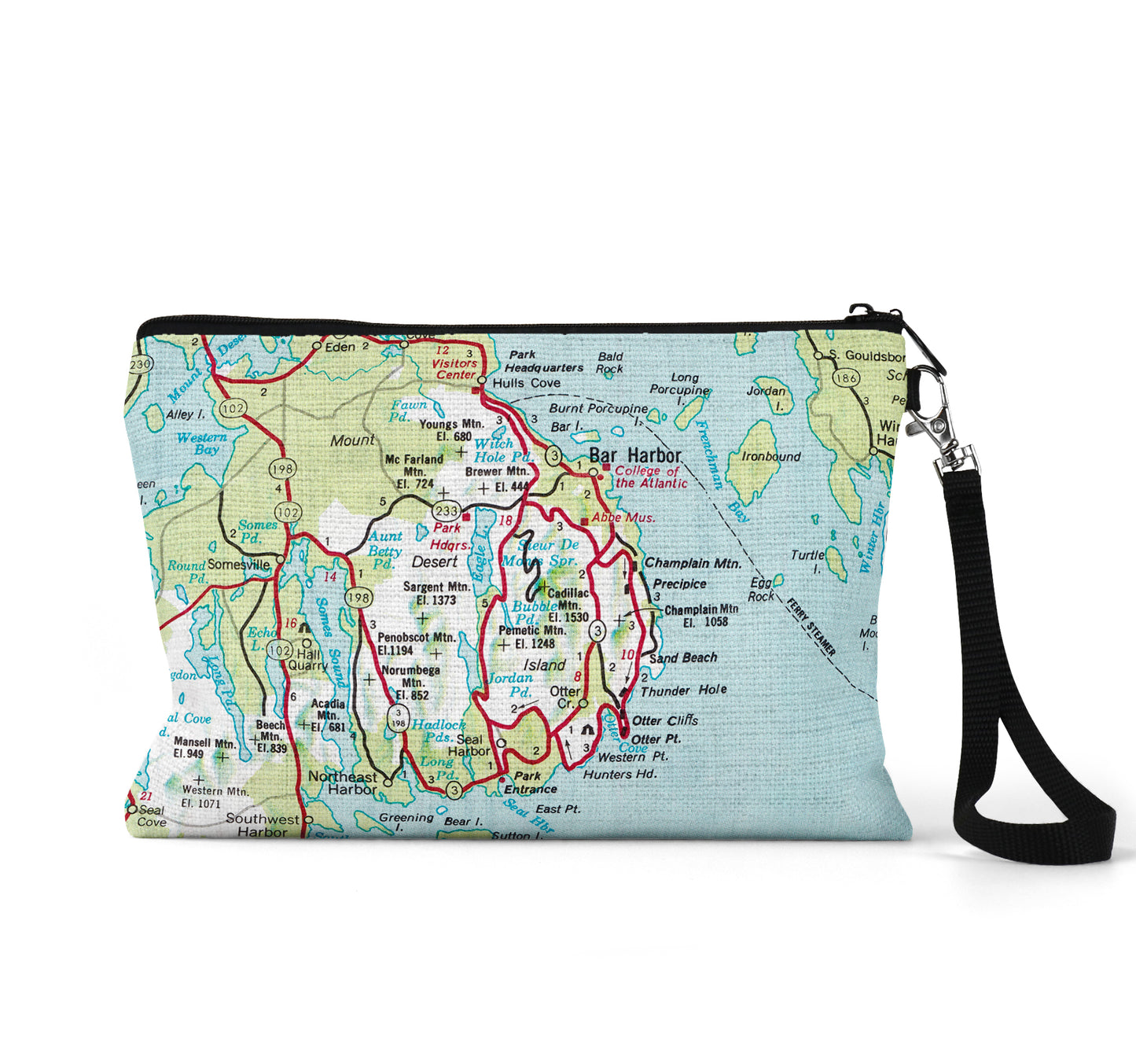Acadia National Park map wristlet travel pouch