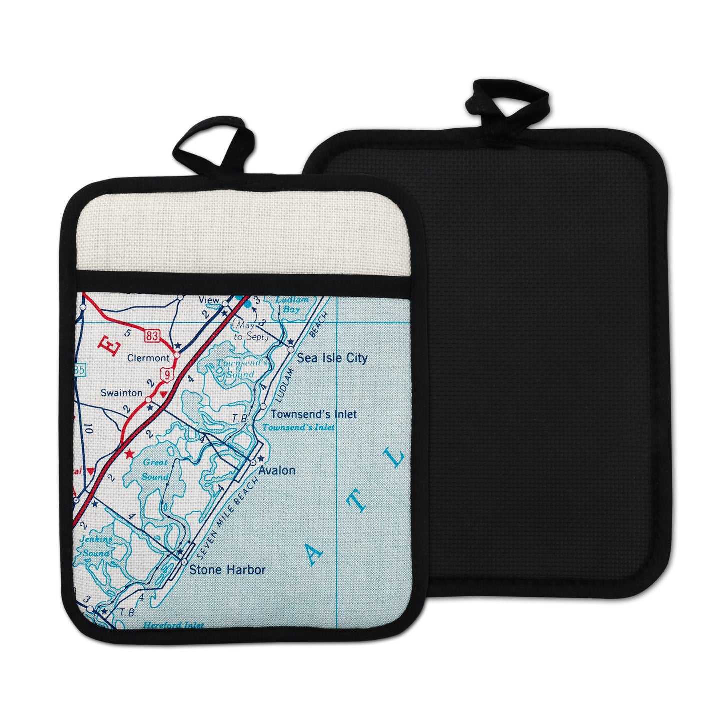 Avalon New Jersey vintage map hot pad kitchen decor
