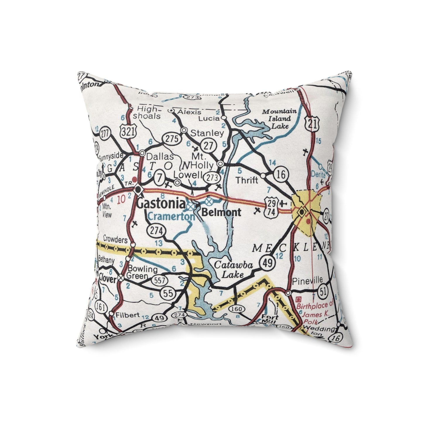 Belmont North Carolina vintage map pillow
