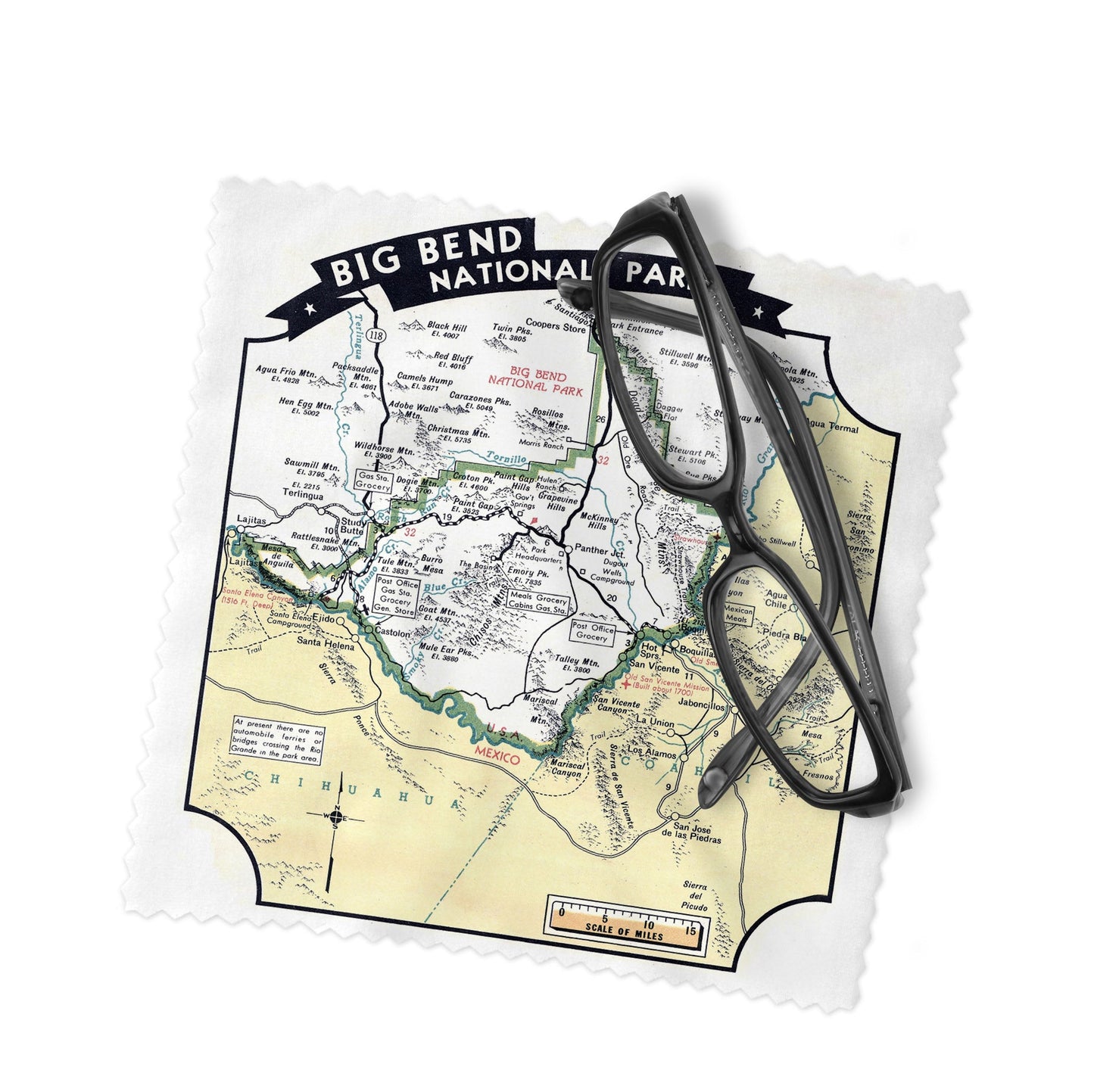 Big Bend National Park Map Lens Cloth | Glasses Cleaner | Travel Gift