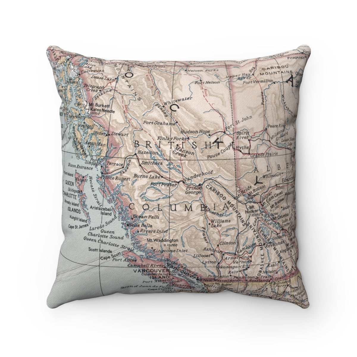 British Columbia vintage map pillow
