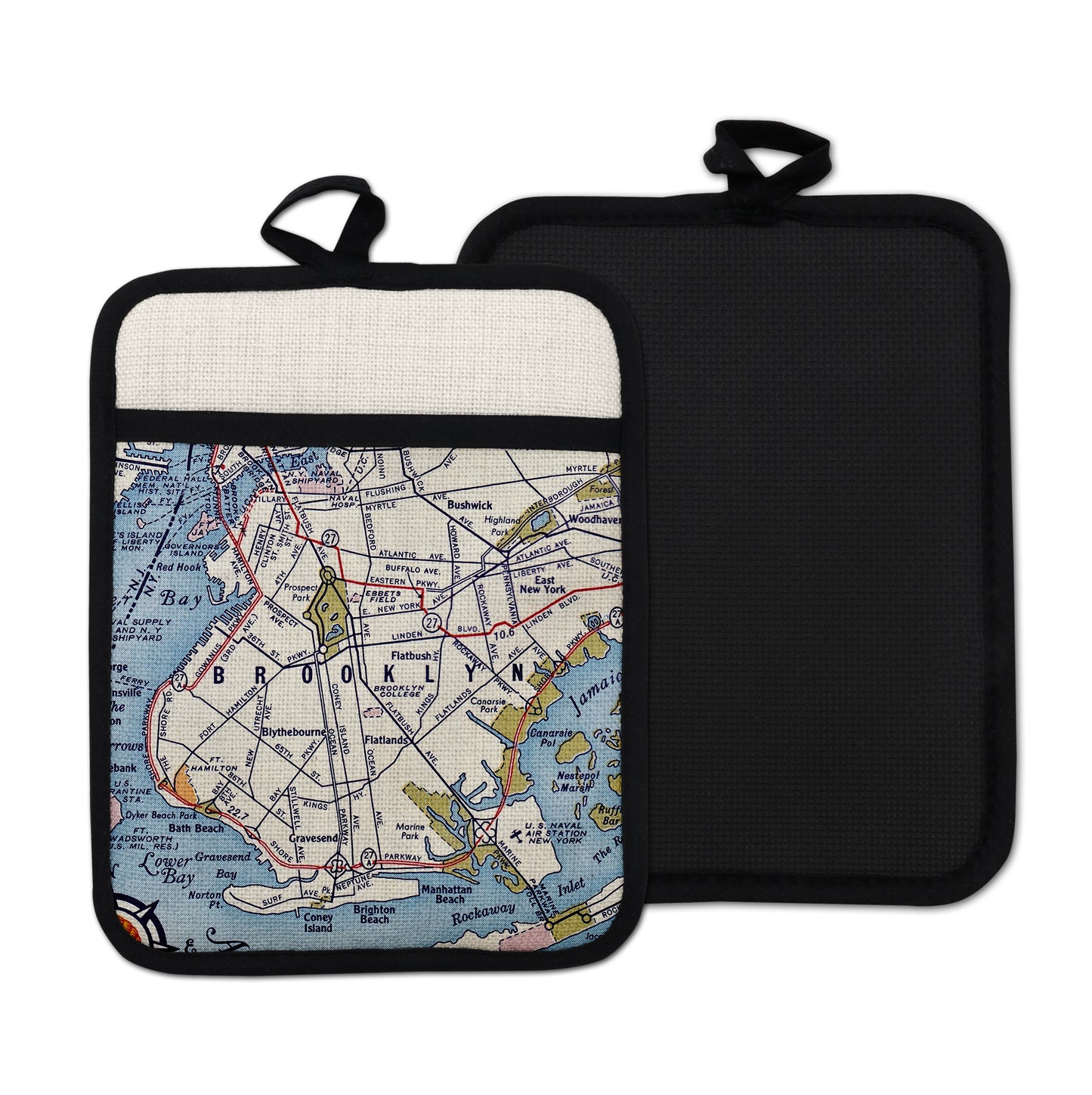Brooklyn New York vintage map hot pad kitchen decor