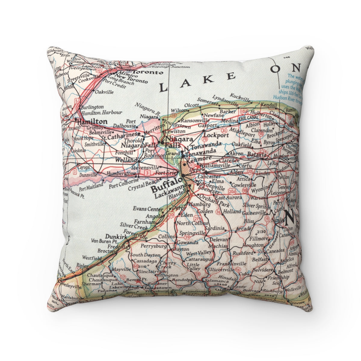 Buffalo New York vintage map pillow