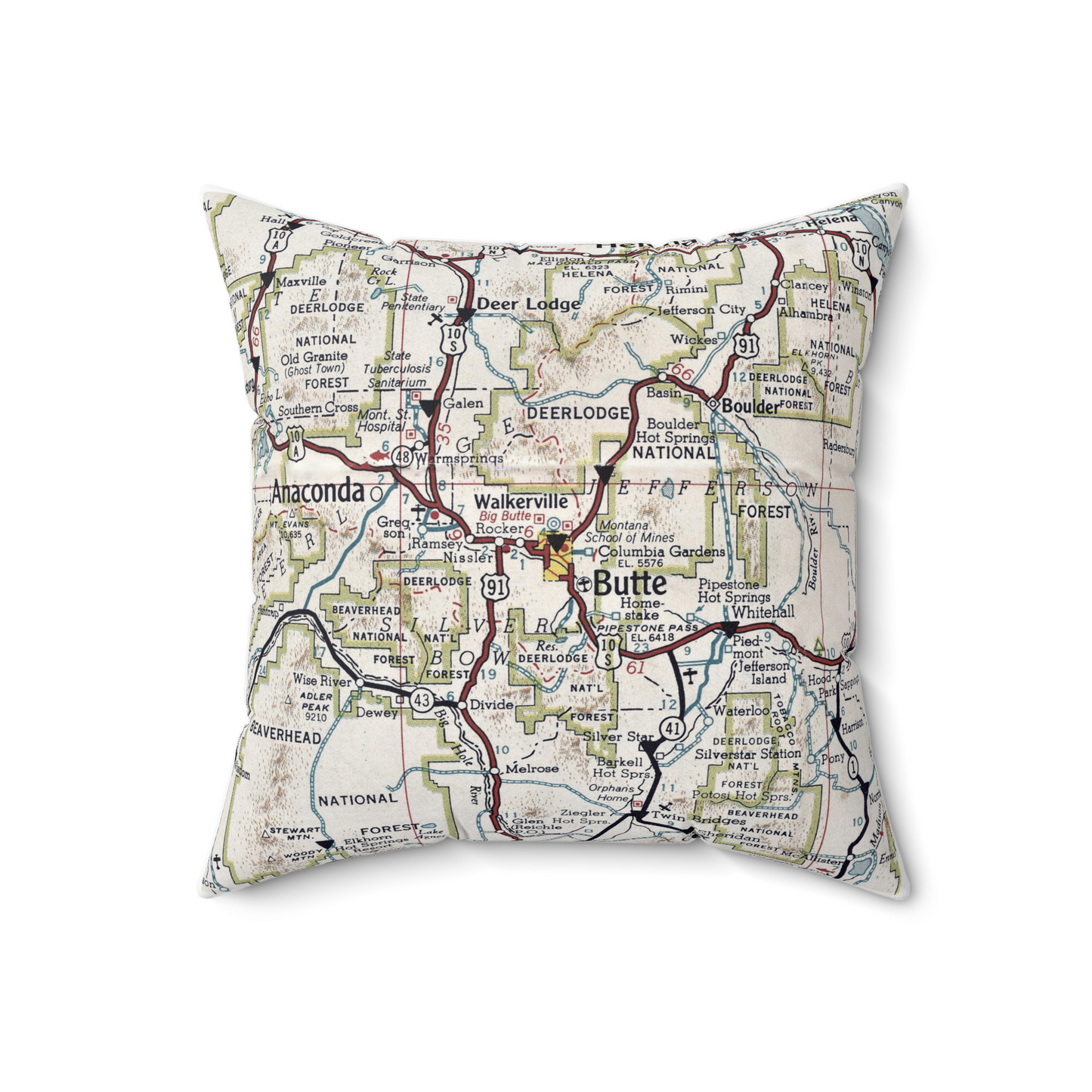 Butte Montana vintage map pillow
