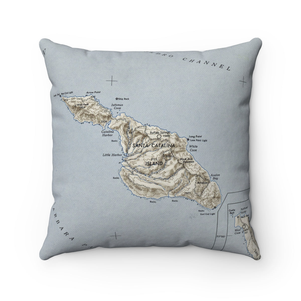 Catalina Island California vintage map pillow