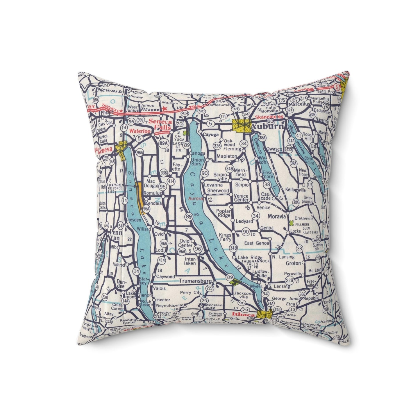 Cayuaga Lake New York vintage map pillow