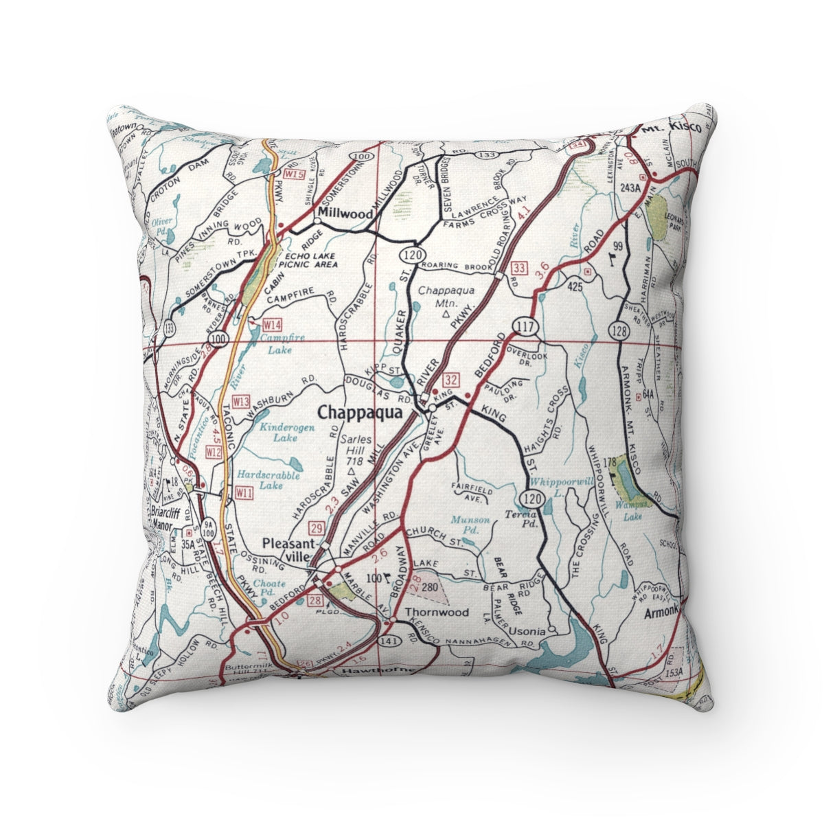 Chappaqua New York vintage map pillow