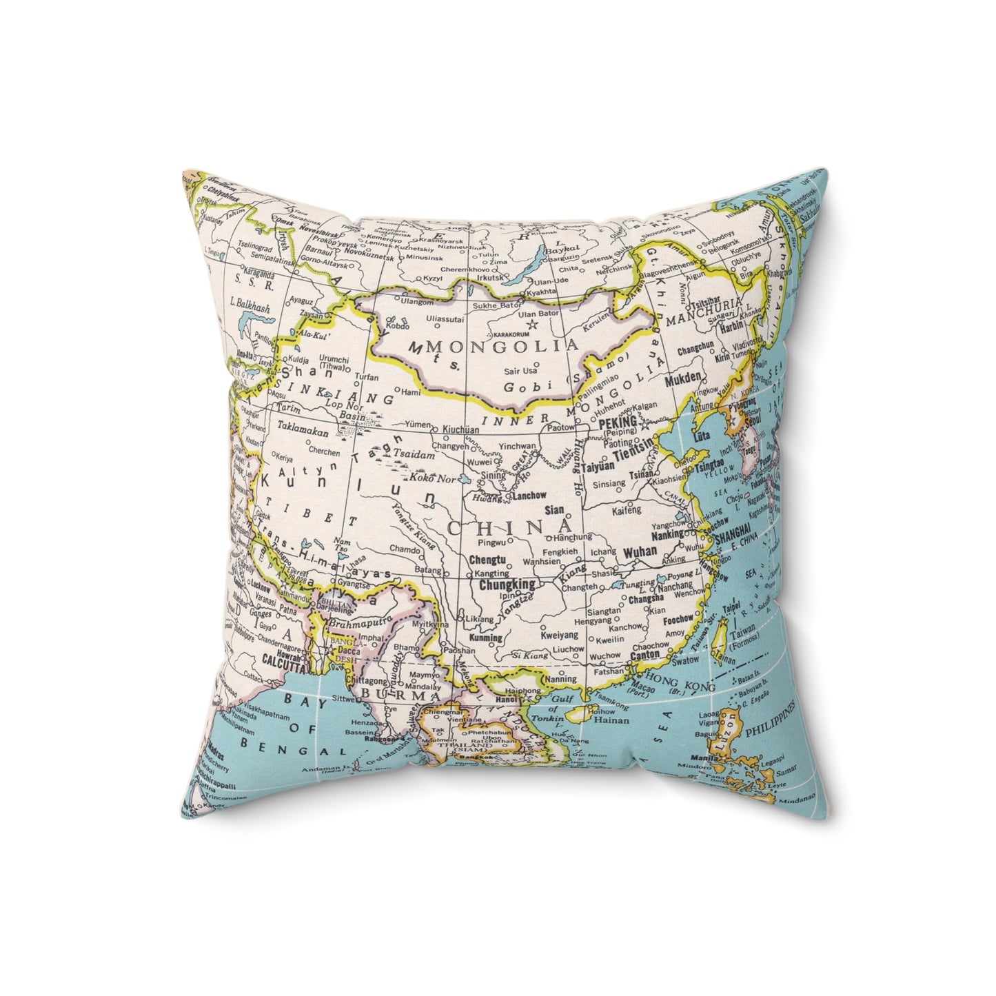 China vintage map pillow