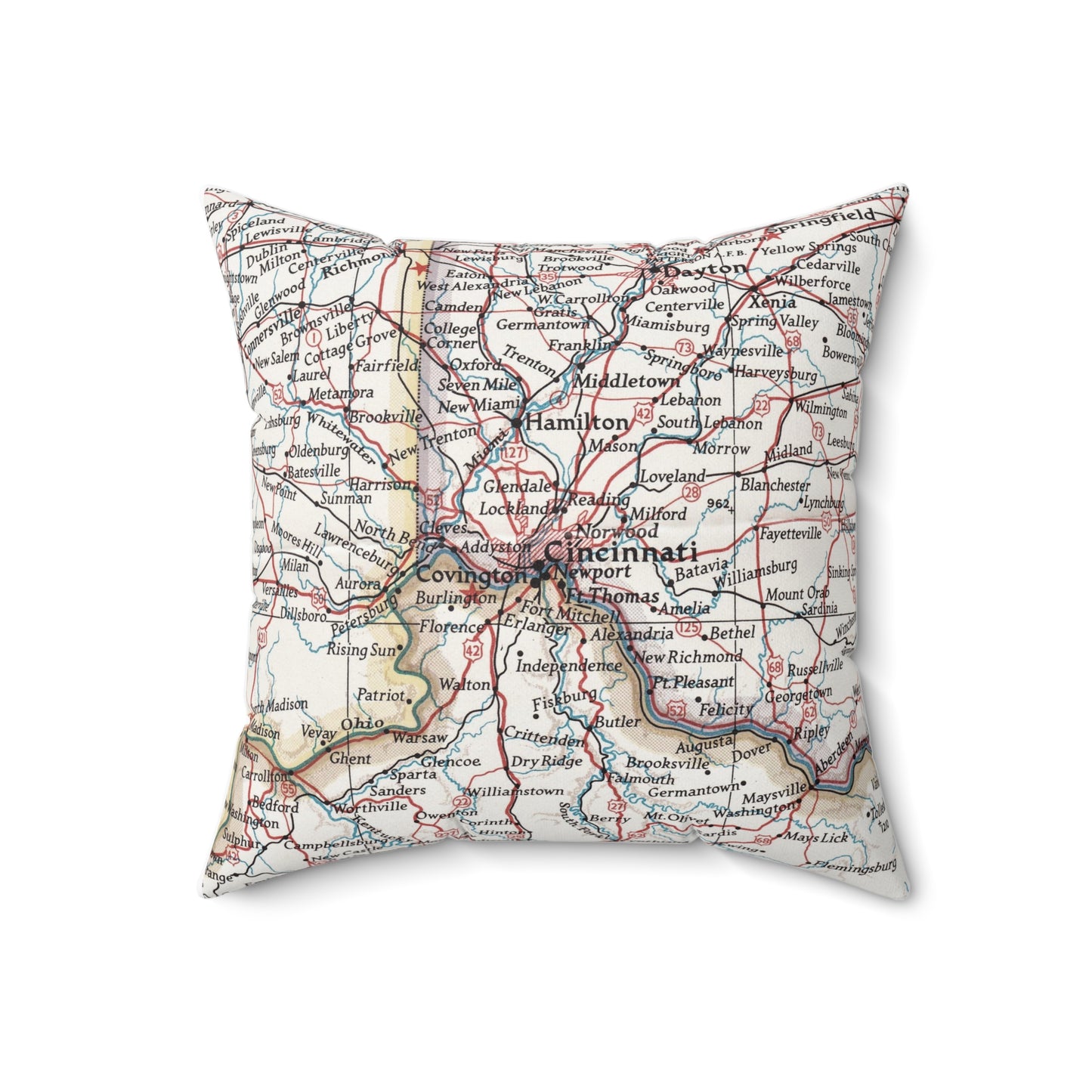 Cincinnati Ohio vintage map pillow