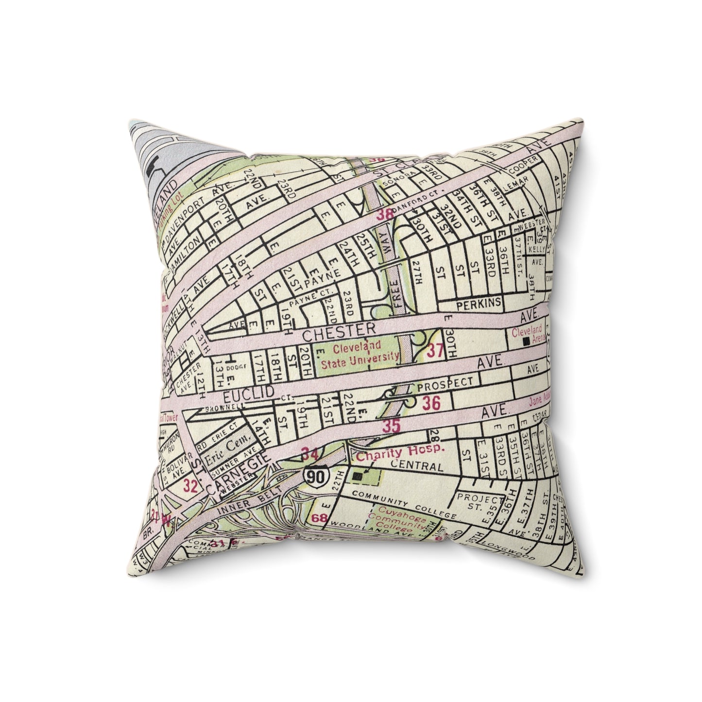 Cleveland State University vintage map pillow