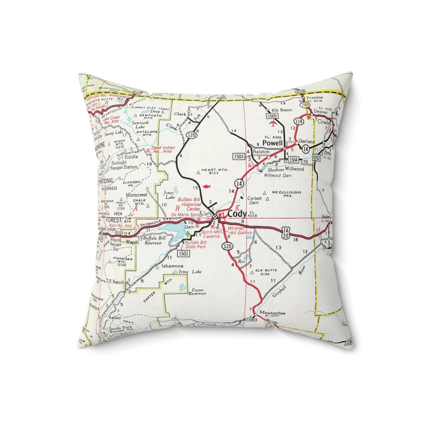Cody Wyoming vintage map pillow