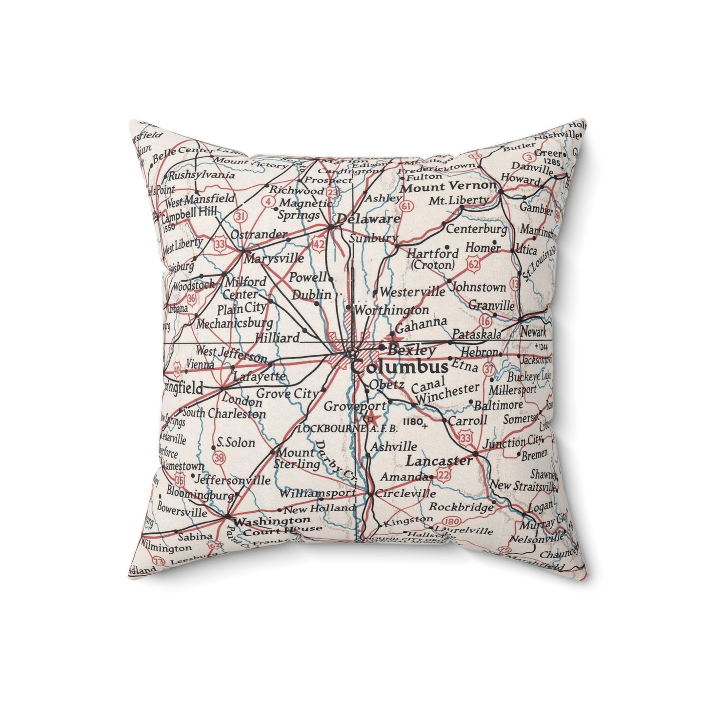 Columbus Ohio vintage map pillow