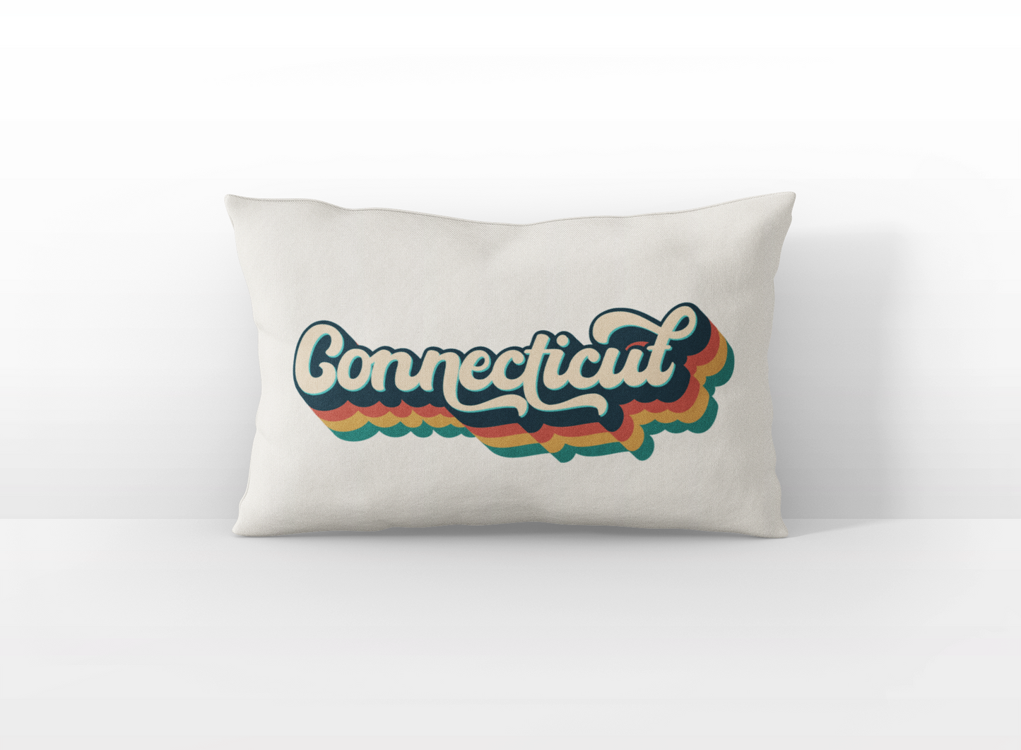 Connecticut retro text lumbar pillow