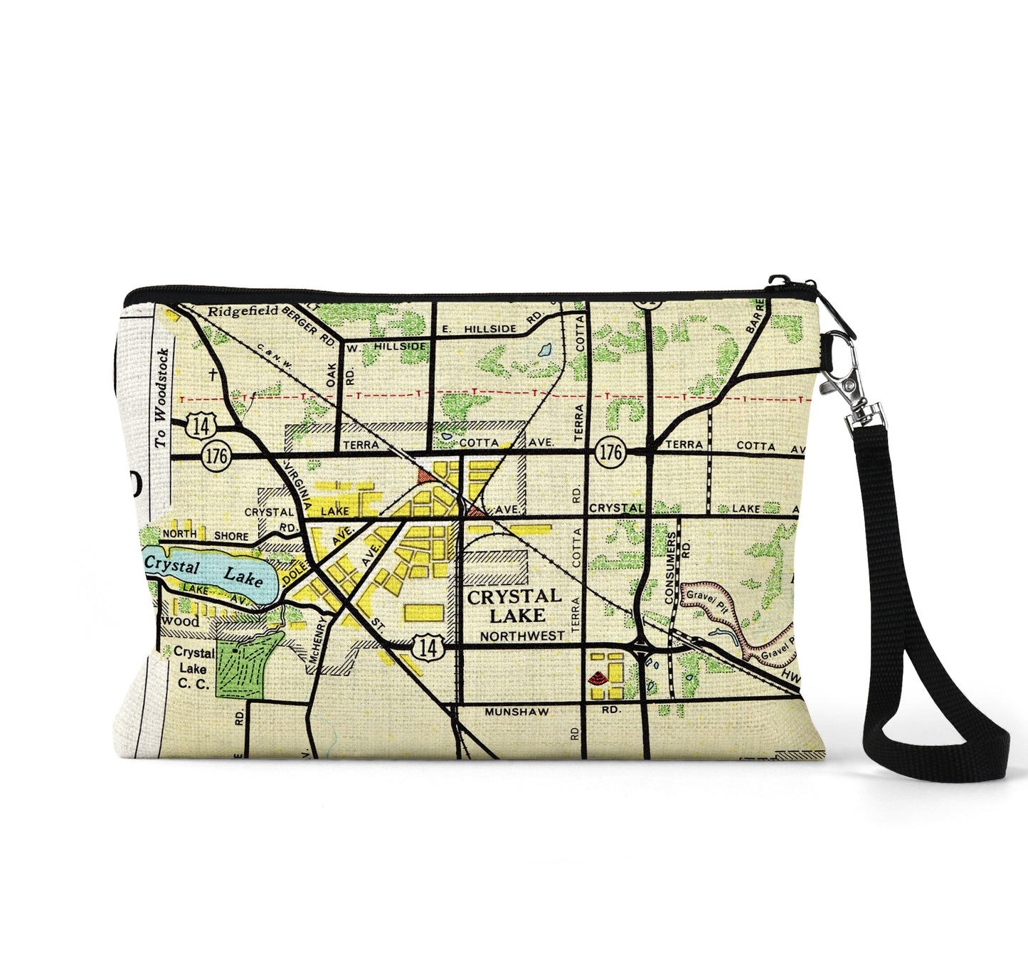 Dayton Ohio map wristlet travel pouch