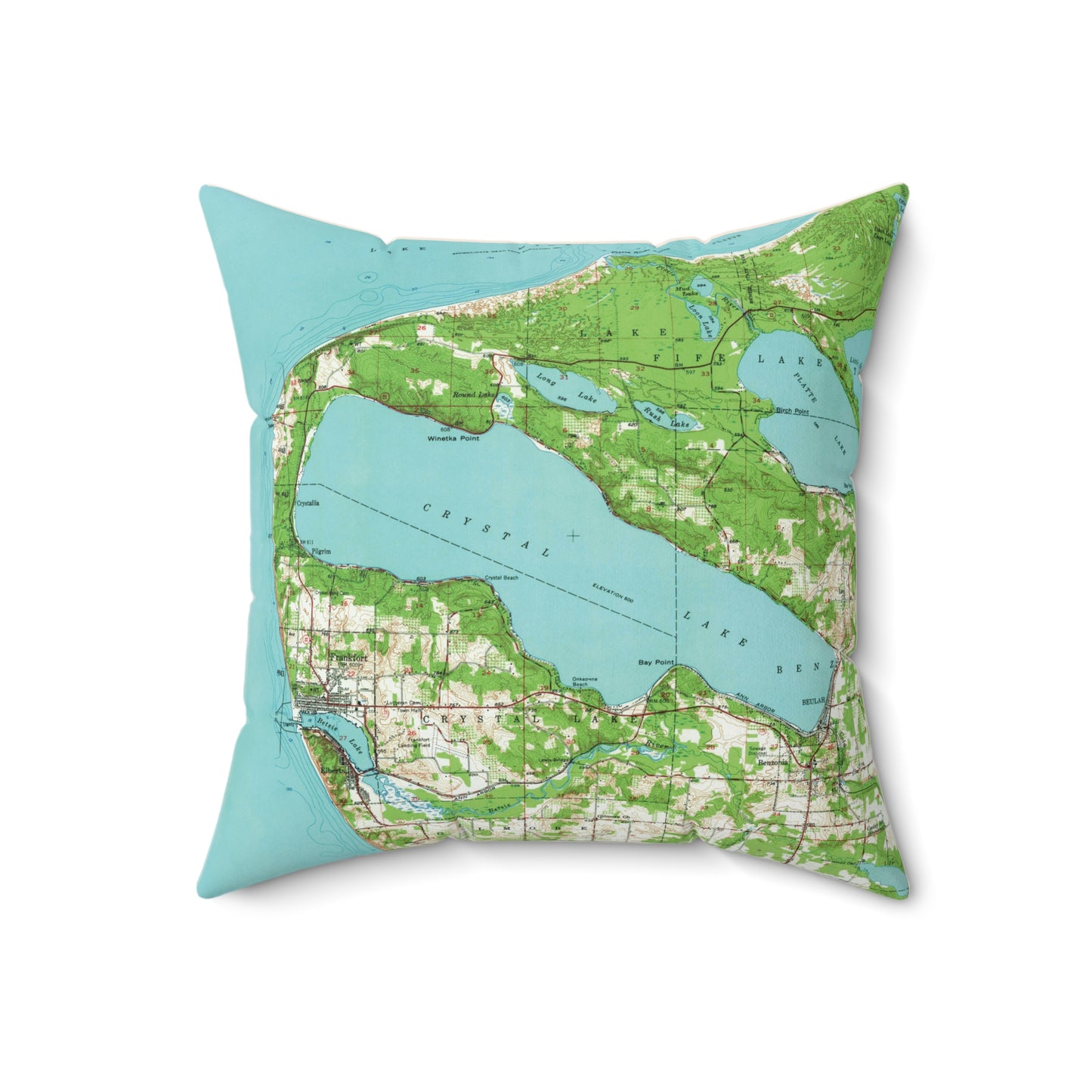 Crystal Lake Michigan vintage map pillow