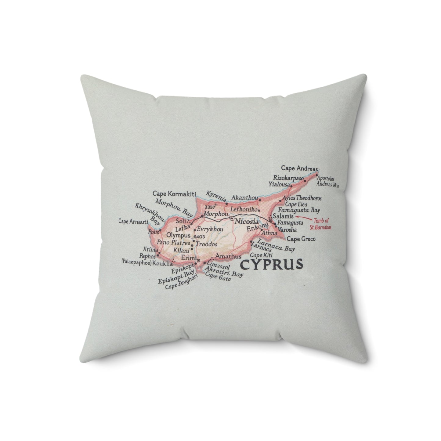 Cyprus vintage map pillow