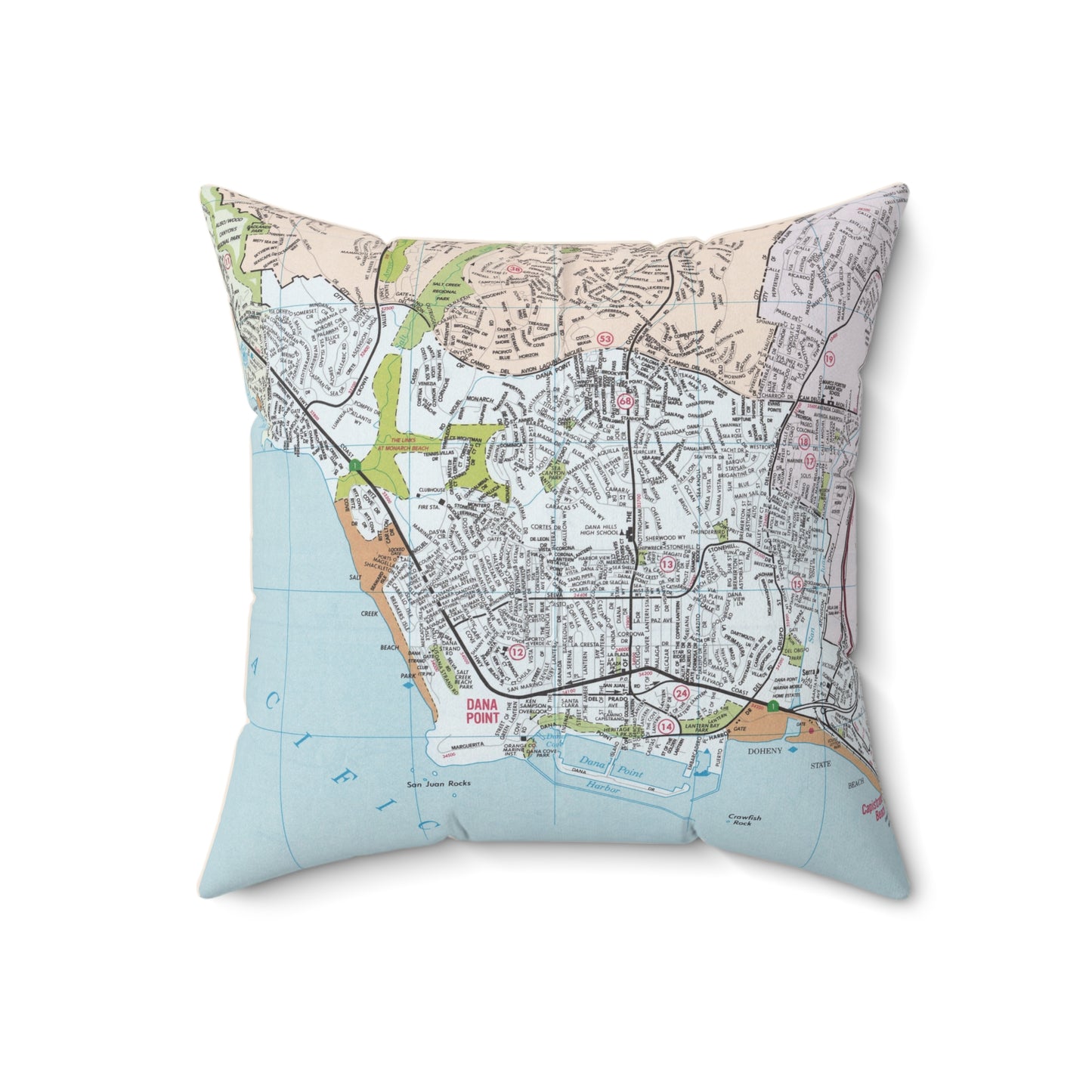 Dana Point California vintage map pillow