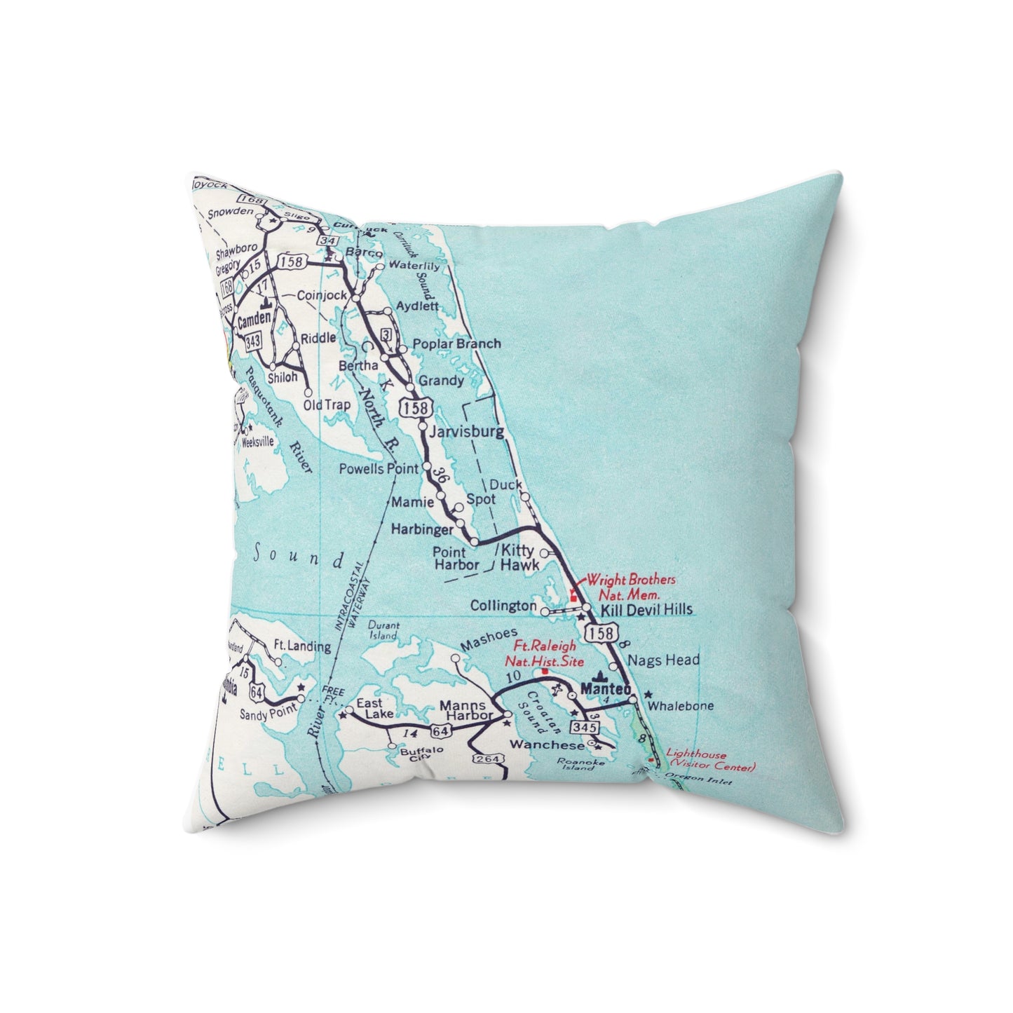 Duck North Carolina vintage map pillow