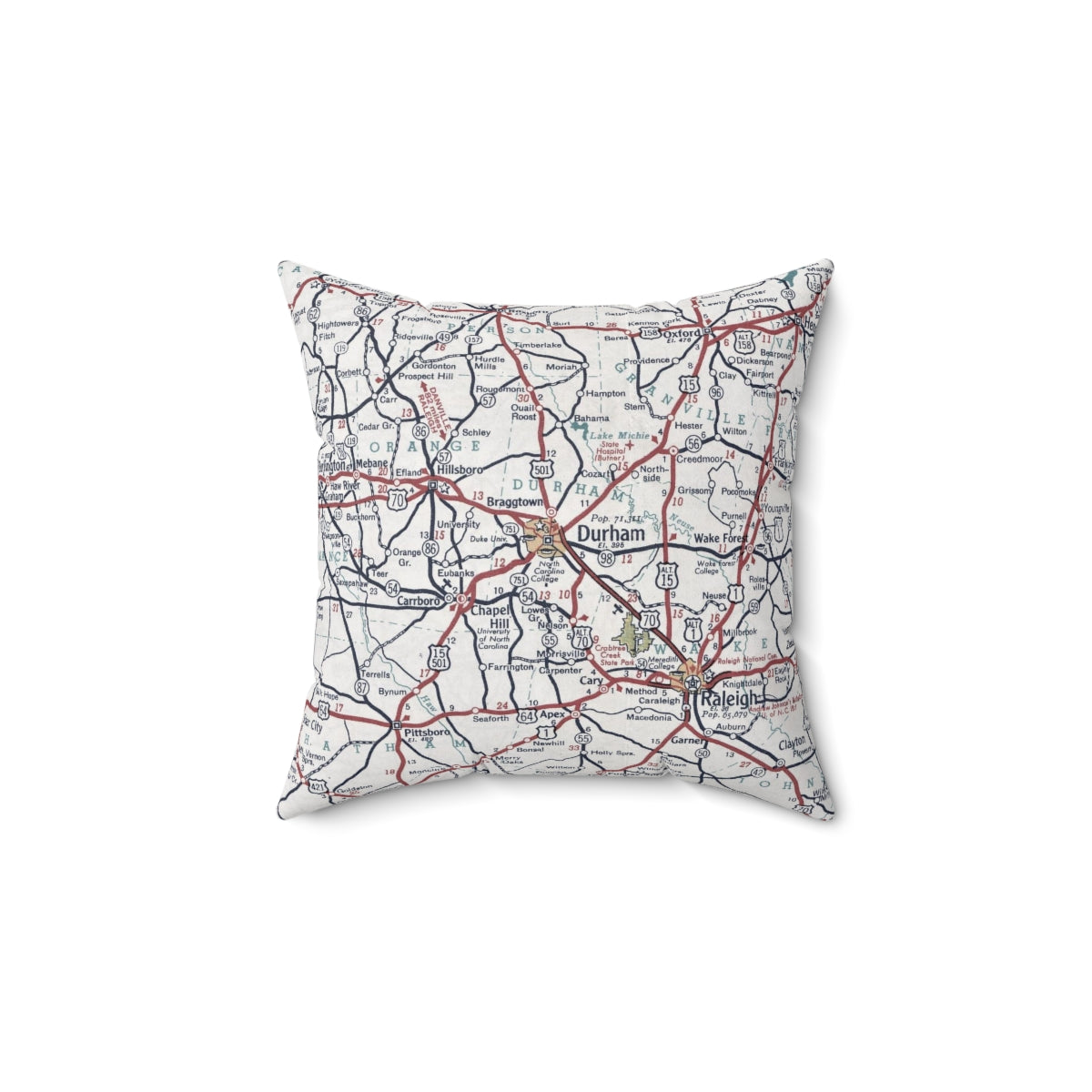 Durham North Carolina vintage map pillow