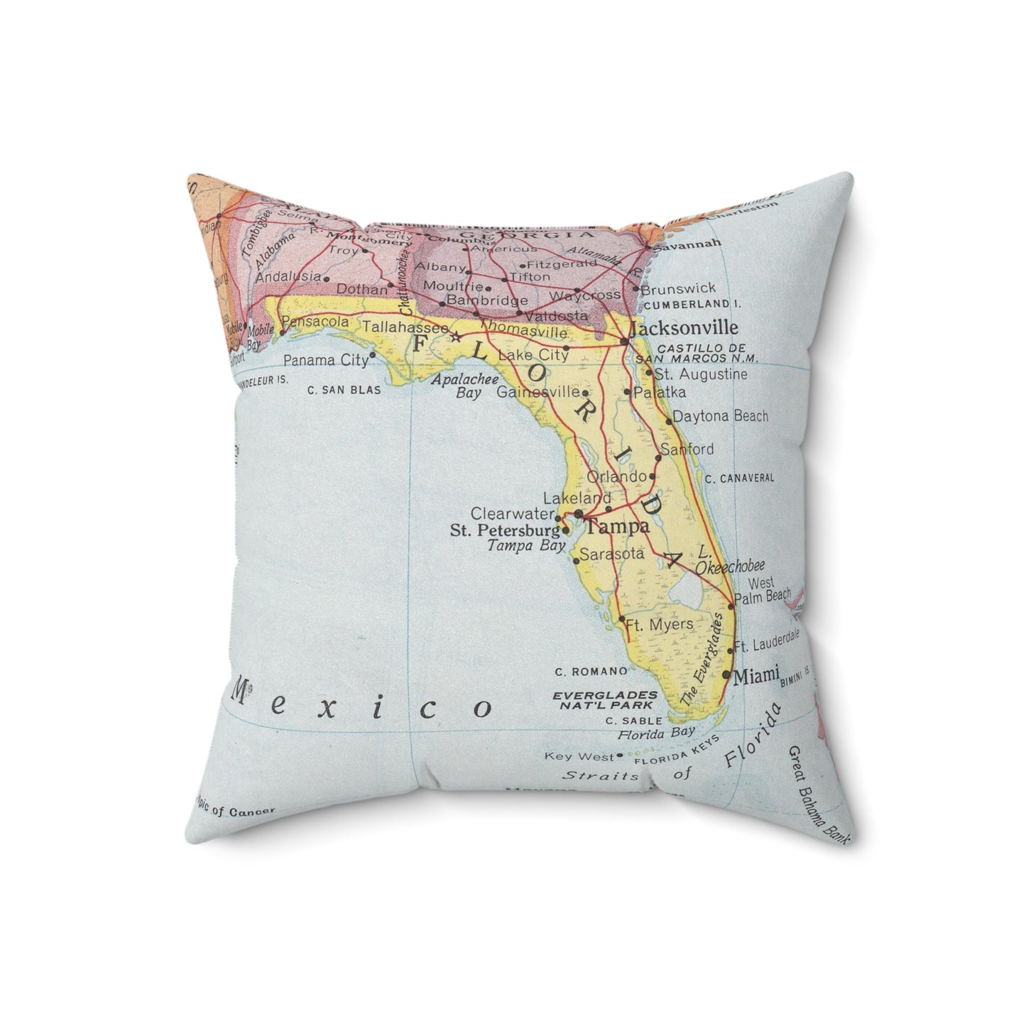 Florida vintage map pillow