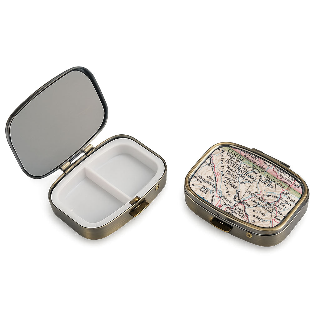 Glacier National Park vintage map pill case