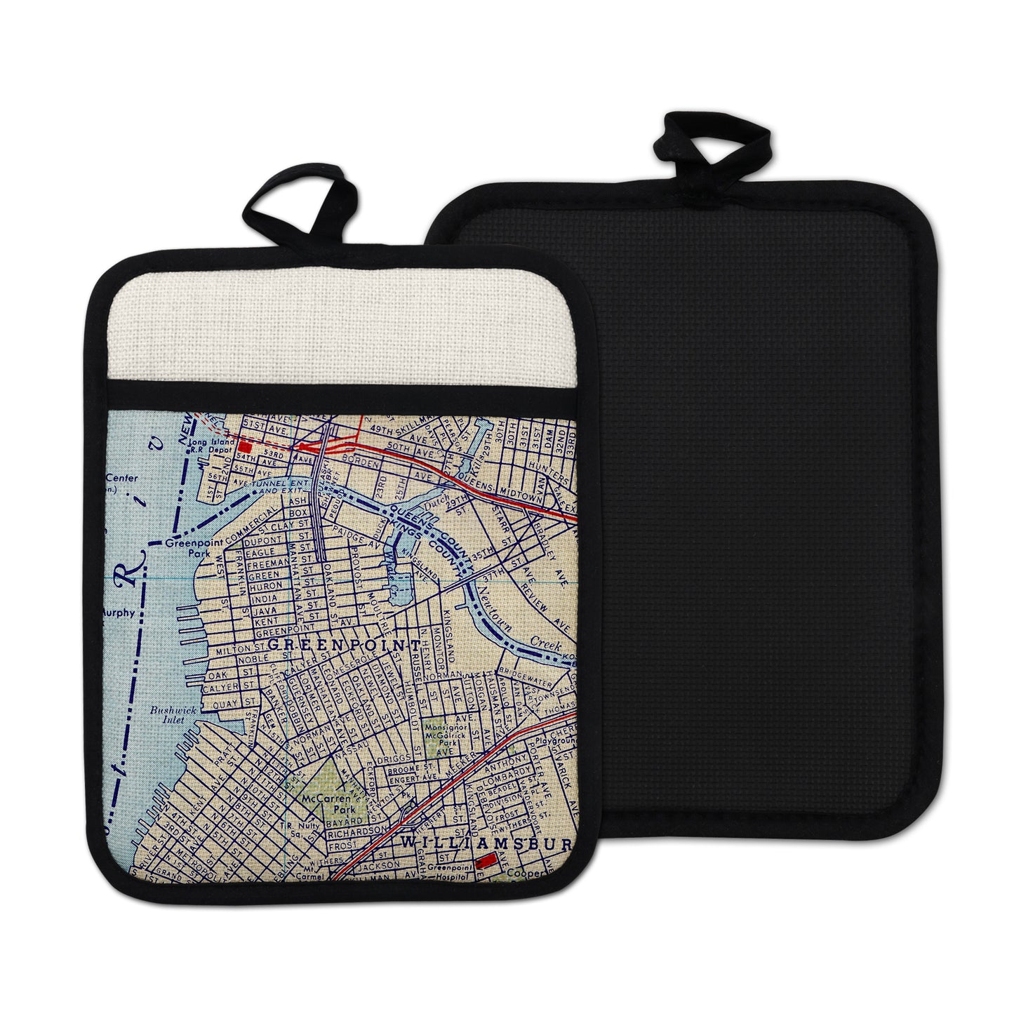 Greenpoint Brooklyn vintage map hot pad kitchen decor
