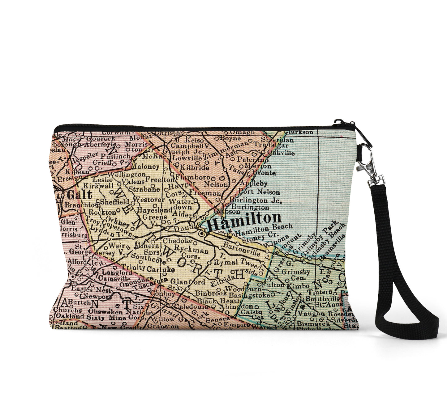 Hamilton Ontario map wristlet travel pouch