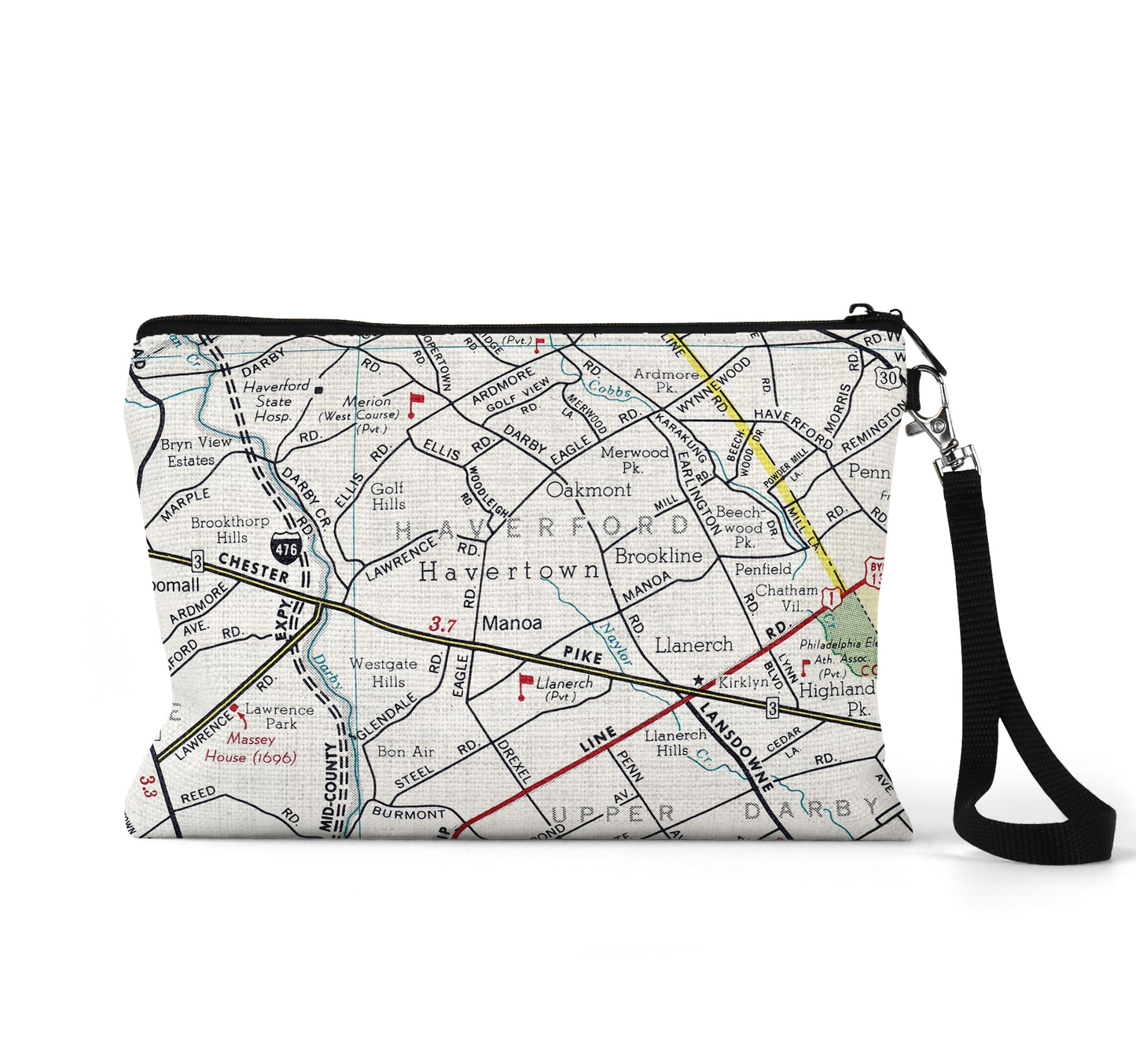 Harvard University map wristlet travel pouch