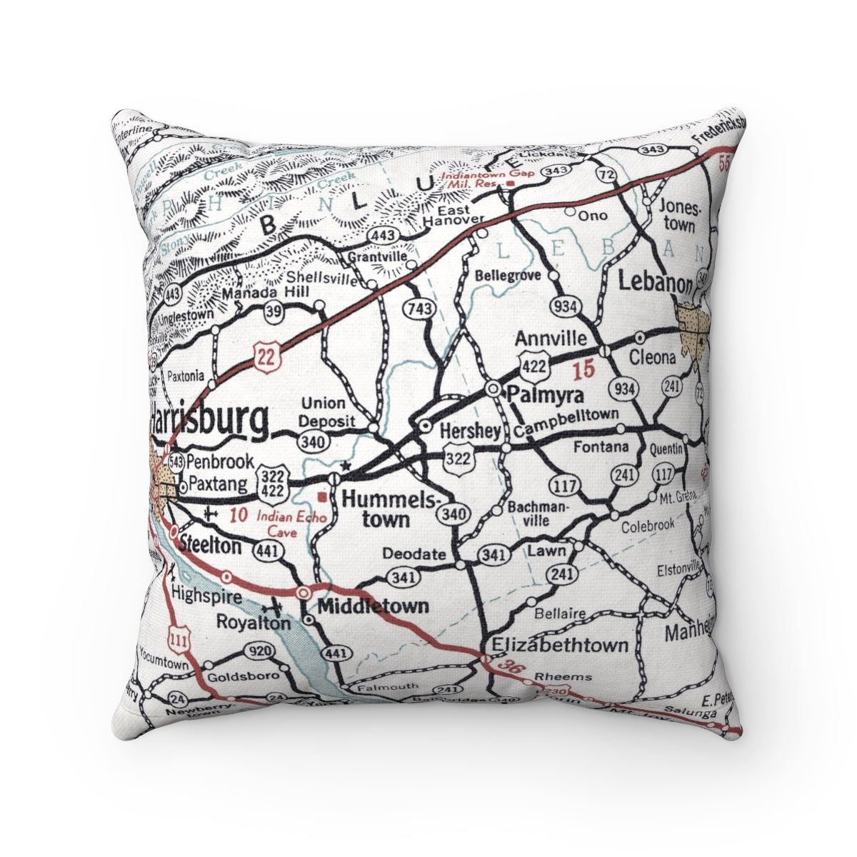Hershey Pennsylvania vintage map pillow