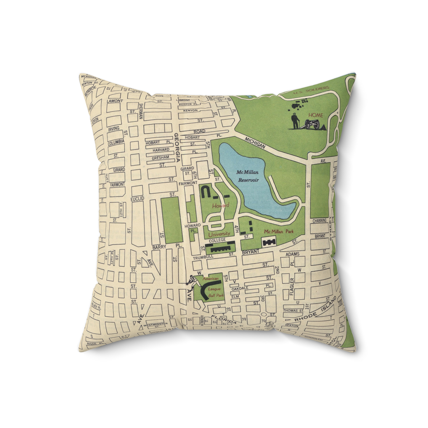 Howard University vintage map pillow