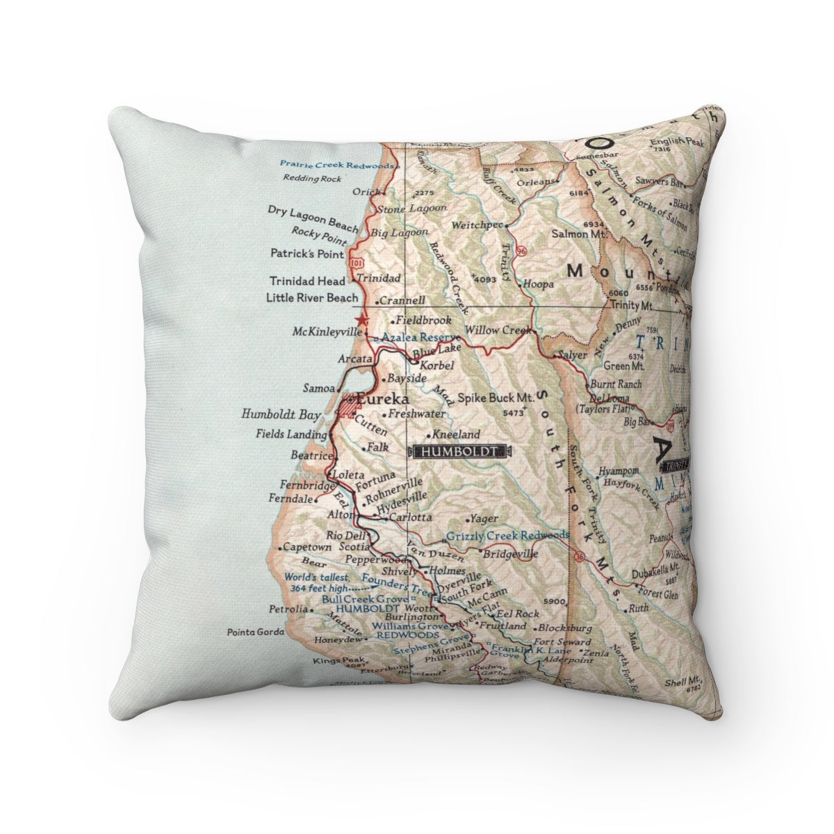 Humboldt County California vintage map pillow