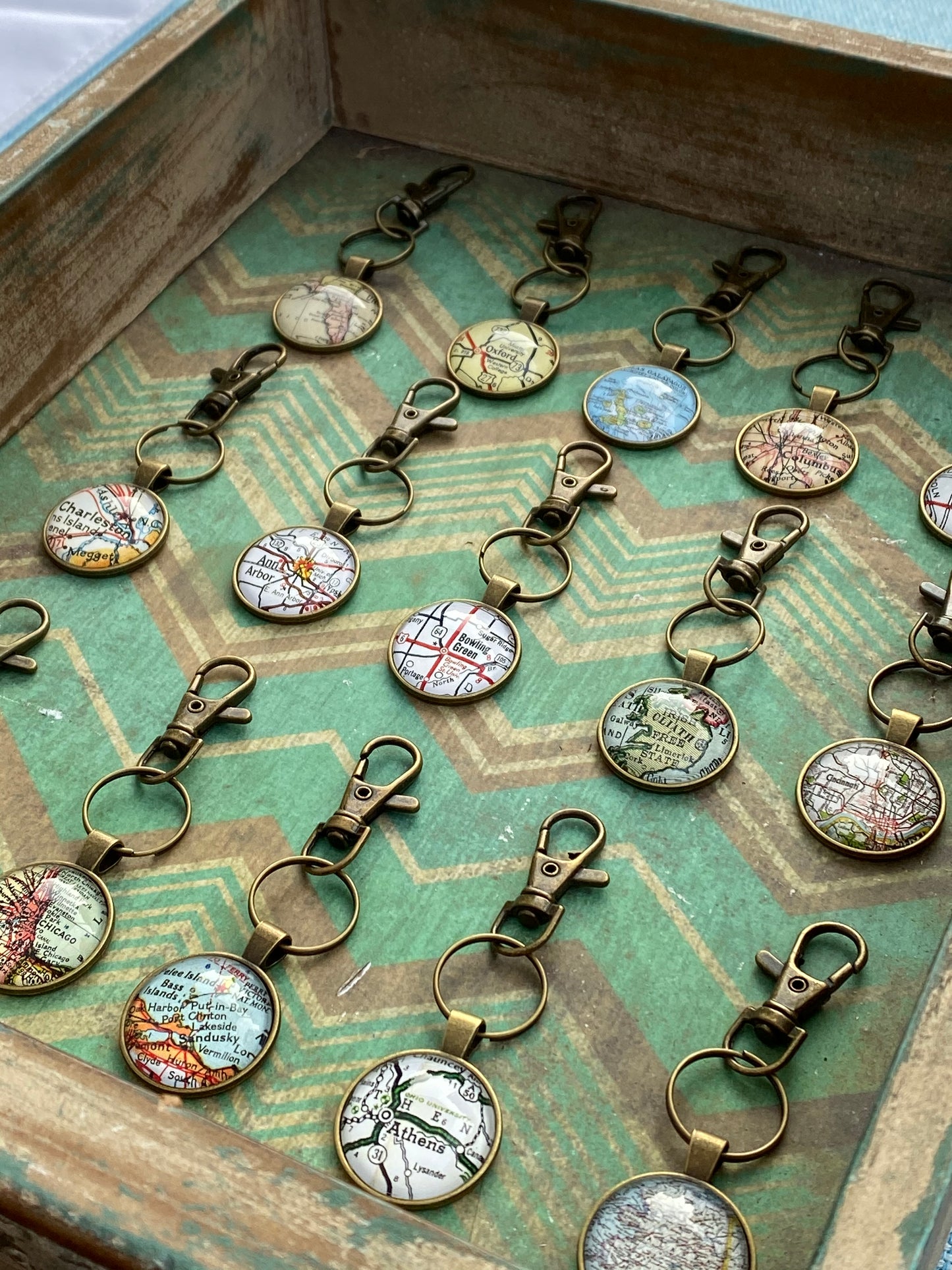 Akron Ohio Map Keychain Gift • Travel Keepsake • Vintage Map Keyring