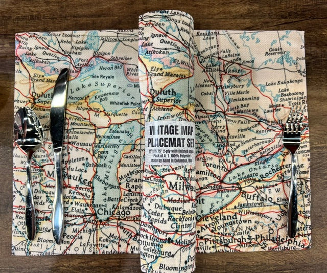 Cincinnati Ohio Vintage Map Placemats | Cincinnati Ohio Set of 4 Table Placemats