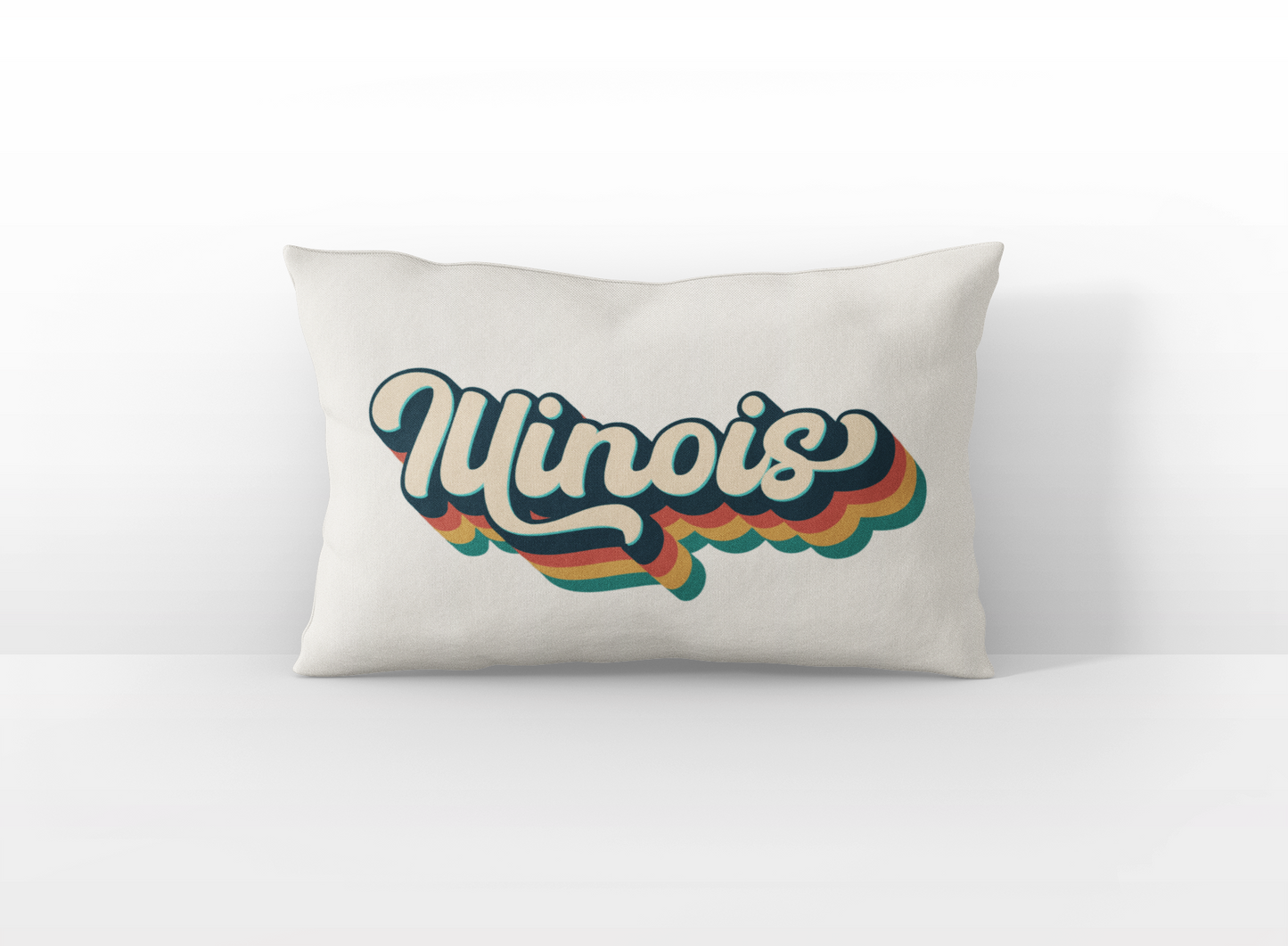 Illinois retro text lumbar pillow