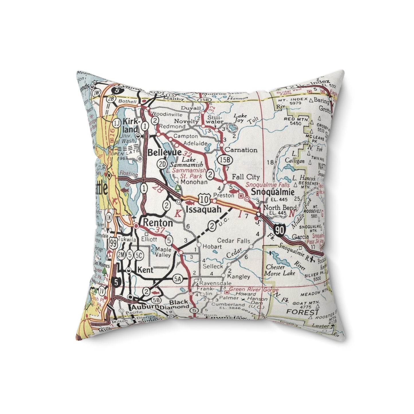 Issaquah Washington vintage map pillow