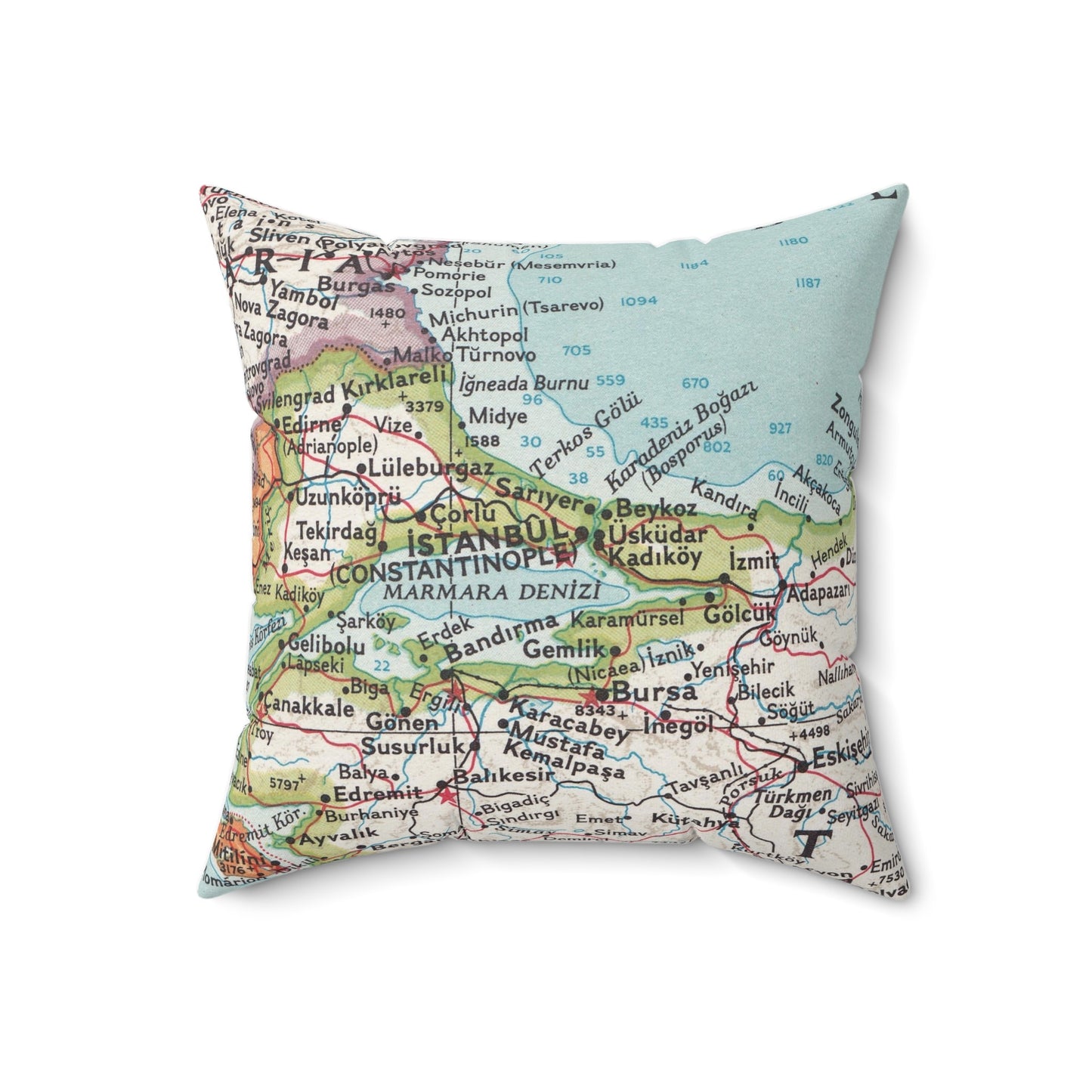Istanbul Turkey vintage map pillow
