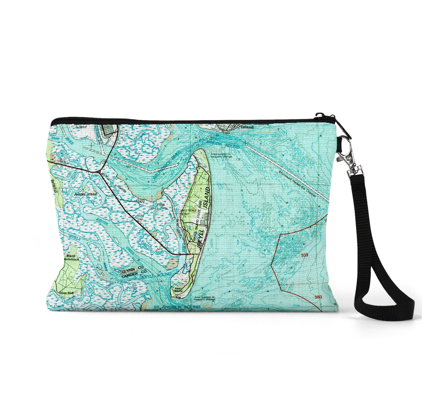 Jekyll Island Georgia map wristlet travel pouch