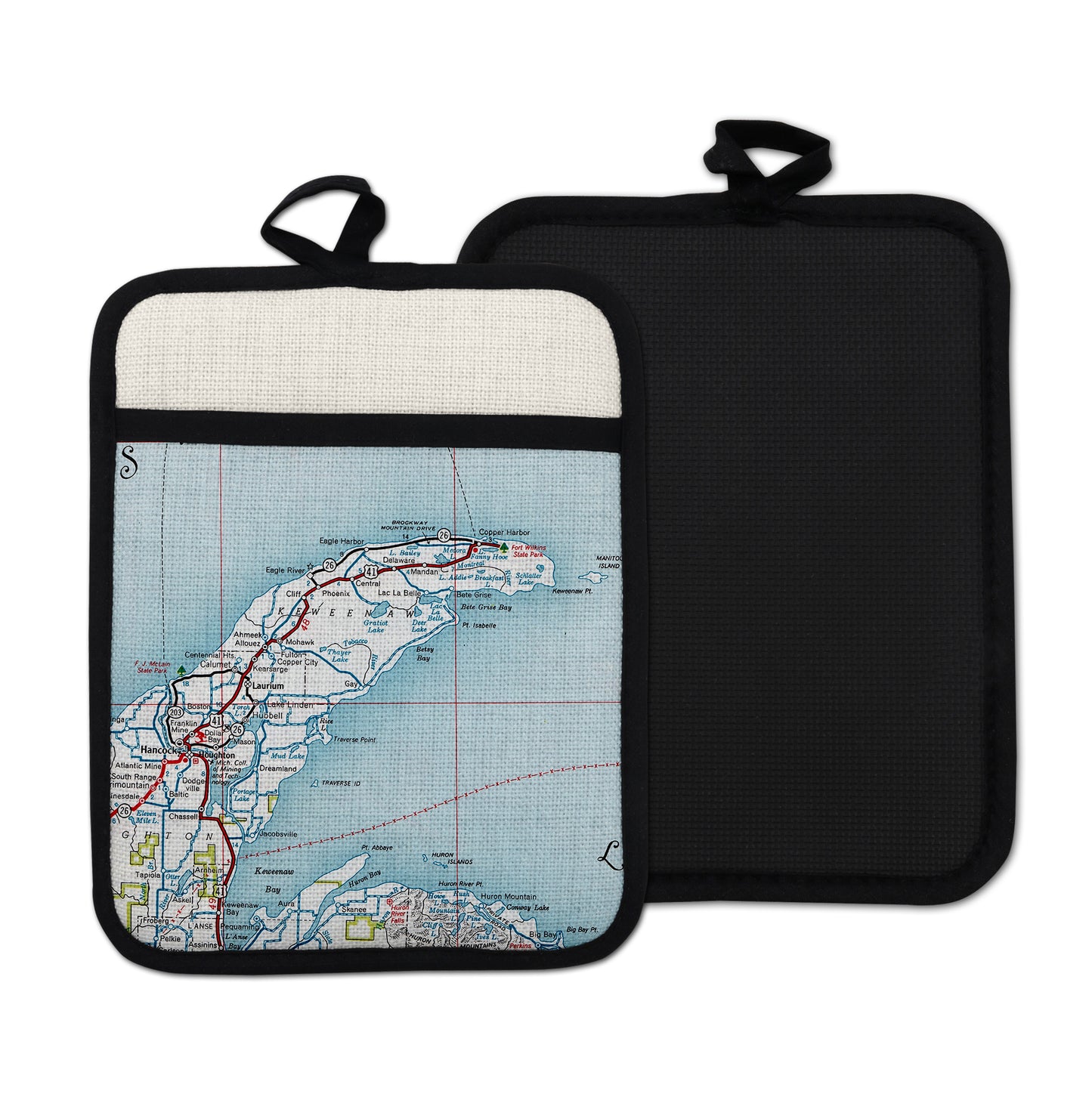 Keweenaw Michigan vintage map hot pad kitchen decor