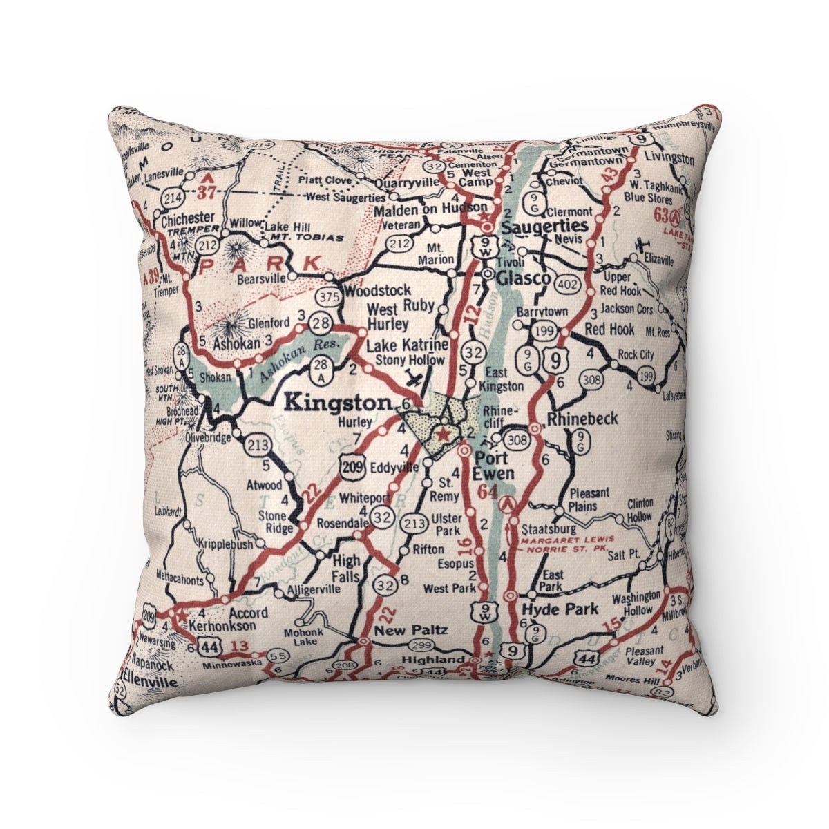 Kingston New York vintage map pillow