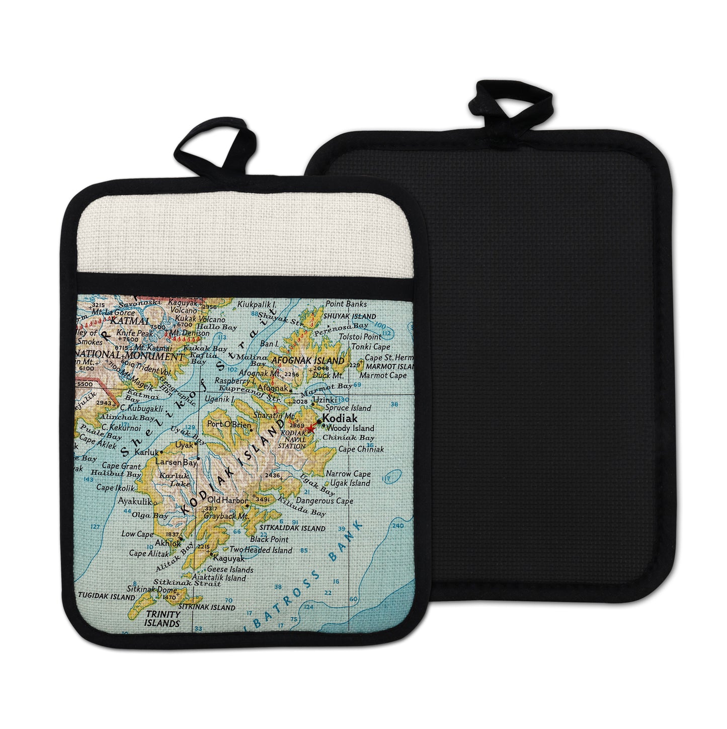 Kodiak Alaska vintage map hot pad kitchen decor