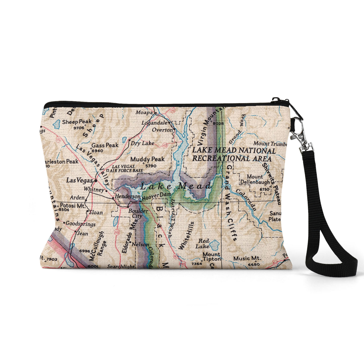 Lake Mead map wristlet travel pouch