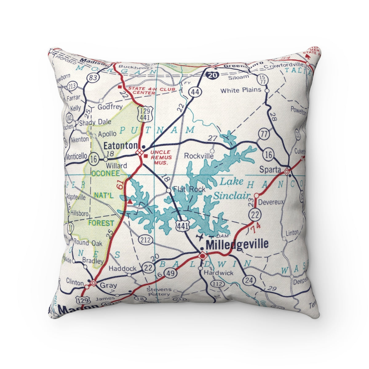 Lake Texoma vintage map pillow