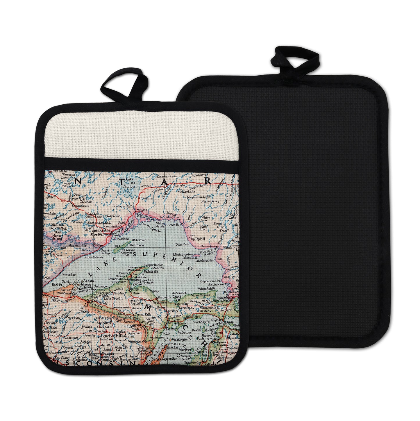 Lake Superior vintage map hot pad kitchen decor